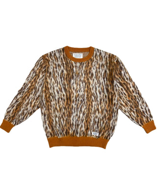 WACKO MARIA - LEOPARD MOHAIR CREWNECK WHITE TYPE 2 - 22FW-WMK-KN12